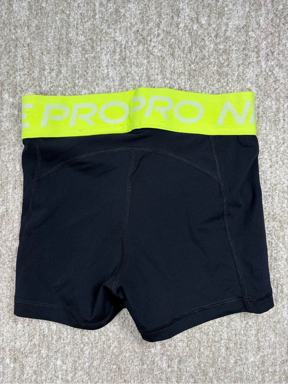 Nike Pro Black Shorts with Neon Yellow Waistband